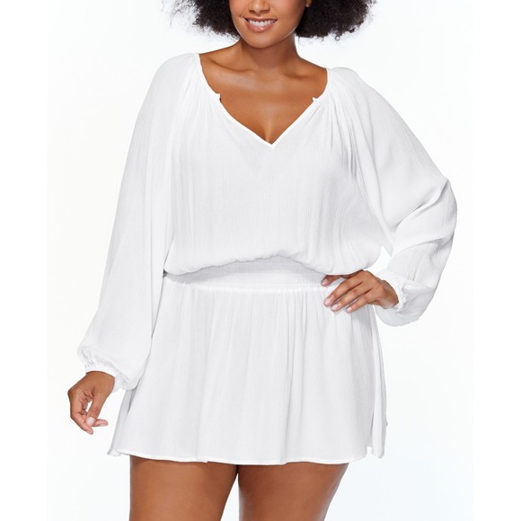 Raisins Curve Cover-Up Dress White Rayon, Size 2X - Picture 1 of 1